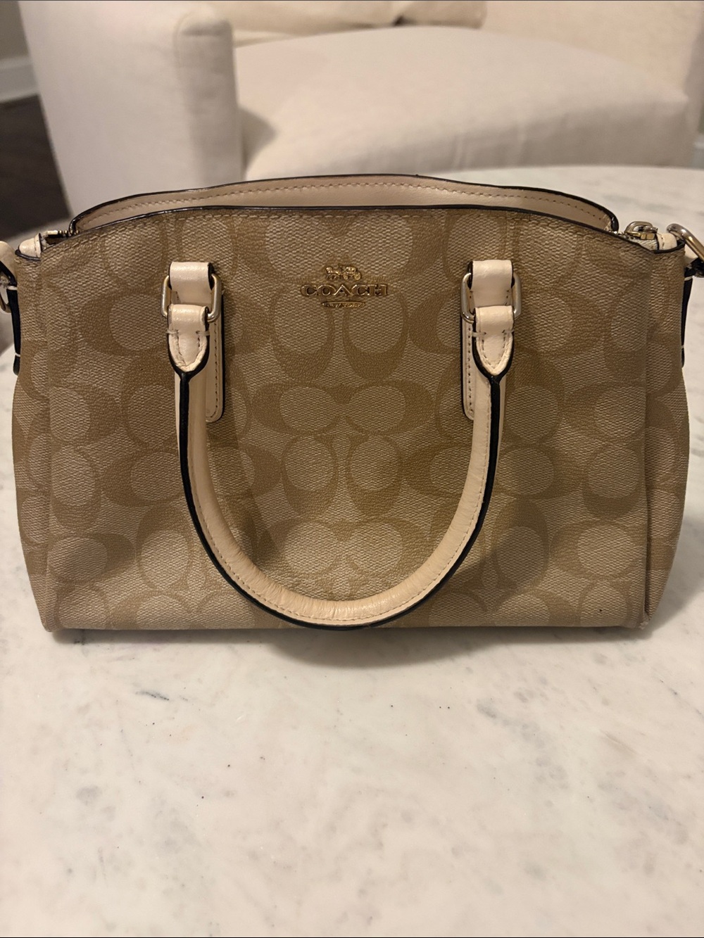 Coach Khaki and Chalk Mini Satchel